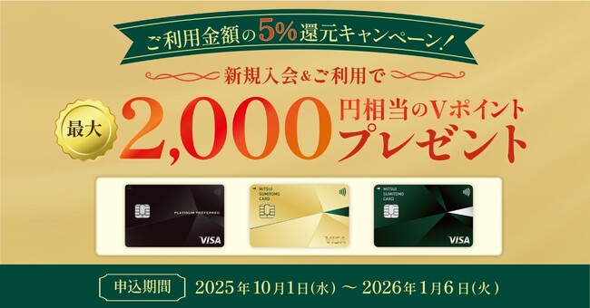 新規入会＆ご利用で5％還元！最大2,000Vポイントプレゼントキャンペーンを開催