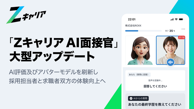 【ROXX】『Zキャリア AI面接官』を刷新！AI評価及びアバターモデルを大型アップデートし正式リリース