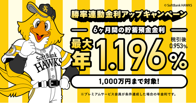 祝!ホークス優勝!勝率連動金利アップキャンペーンの実施
