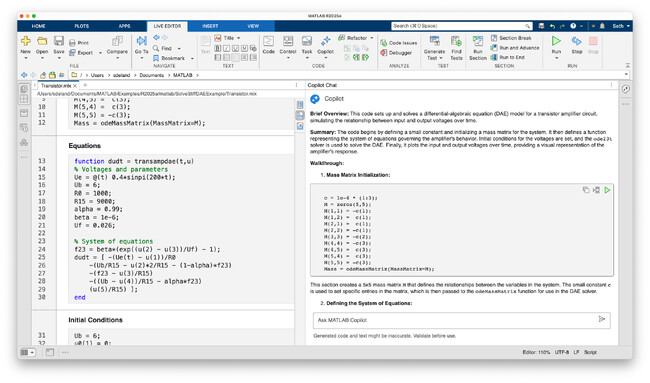 MathWorks、エンジニア・科学者・研究者の生産性を高め、開発を加速させる生成 AI を活用した MATLAB Copilot を発表