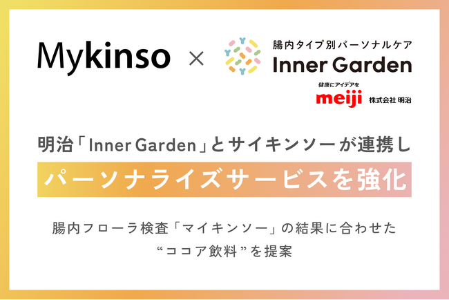 明治「Inner Garden」とサイキンソーが連携し、パーソナライズサービスを強化腸内フローラ検査「マイキンソー」の結果に合わせた“ココア飲料”を提案
