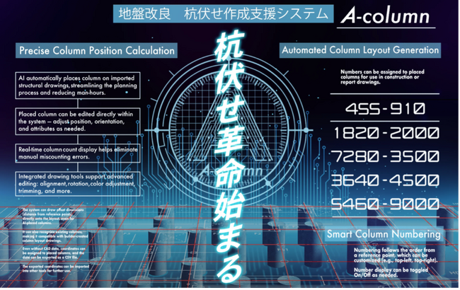 【株式会社新潟人工知能研究所】AIが杭伏図・追出し図の作成を数分で自動化建設現場向け支援システム「A-column(エーコラム)」販売開始