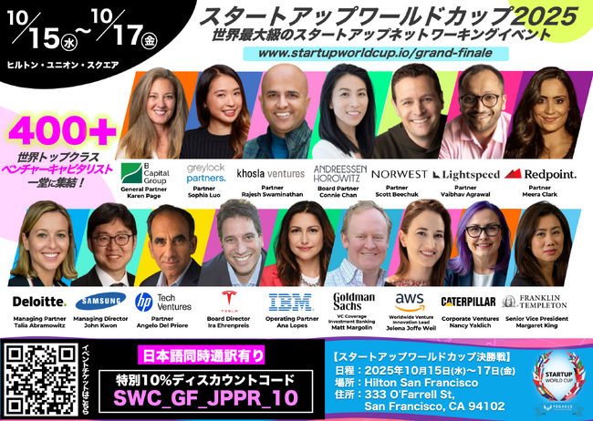 スタートアップワールドカップ2025世界決勝戦： 400名超のトップクラスのベンチャーキャピタリストが一堂に集結！