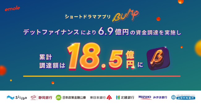 ショートドラマアプリ「BUMP」を運営するemoleが追加の資金調達、調達額は累計18.5億に