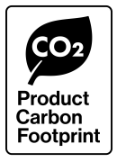 製品に表示されるプロダクト・カーボンフットプリントのマーク(独自意匠／商標登録出願中)