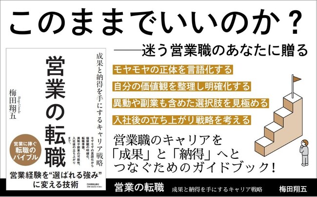 営業職の転職に特化した実践書『営業の転職 成果と納得を手にするキャリア戦略』発売。「自分という商材」を売り込むためのキャリア戦略を体系化。