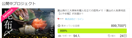 富山の人気寿司店「とやま鮨」初の通販事業を立ち上げ　Makuakeプロジェクト開始1日で目標金額700％達成！