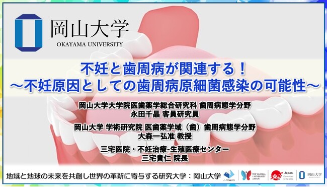 【岡山大学】不妊と歯周病が関連する！～不妊原因としての歯周病原細菌感染の可能性～