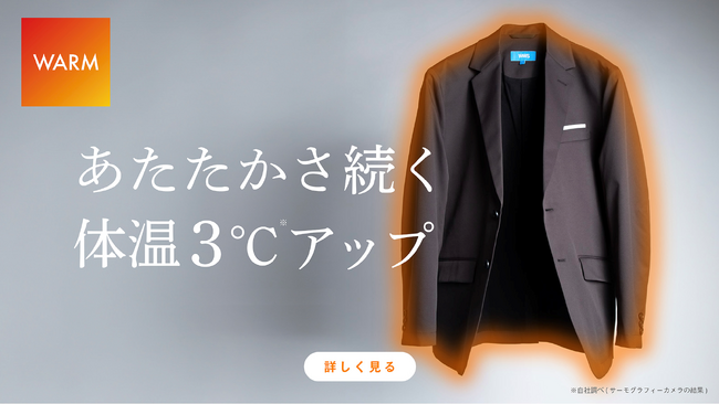 40万着売れた作業着スーツ発祥ブランド「WWS」、表面温度が3℃上がる、保温性と軽量性に優れた冬用スーツ「Bizウォームモデル」を10月20日(月)より再販売