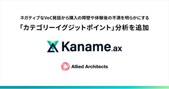 アライドアーキテクツ、カテゴリーのネガティブ発話を分析し購入障壁や体験後の不満を明らかにする「カテゴリーイグジットポイント」分析をKaname.axに追加