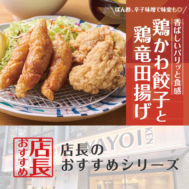 魅力がここに！「やよい軒」全国の店長が選んだ、『鶏皮餃子と鶏竜田揚げの定食』おすすめポイント！1位『パリッと香ばしい鶏皮餃子』