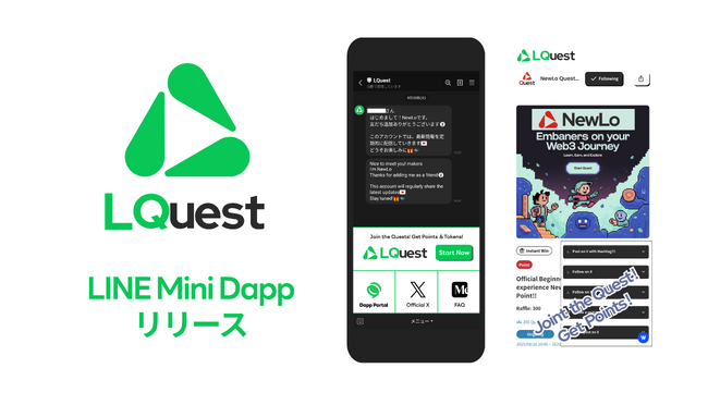 NewLo、LINE Mini Dappのキャンペーンツール「LQuest」をリリース。Kaiaチェーンを利用したポイントと暗号資産Kaiaへの交換機能を提供。