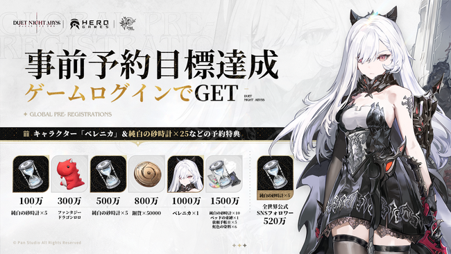 デュアルファンタジー×全方位爽快バトルRPG『デュエットナイトアビス』、事前予約人数1500万人突破！