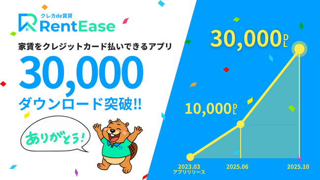 家賃カード払いアプリ「RentEase」、3万ダウンロード突破！