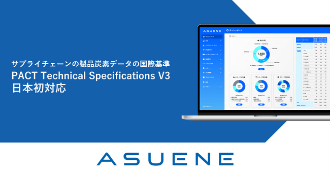 「ASUENE」が、製品炭素データの国際技術仕様「PACT Technical Specifications V3」への適合を日本で初めて達成