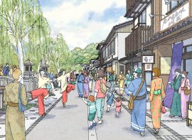 そぞろ歩き優先の道路空間