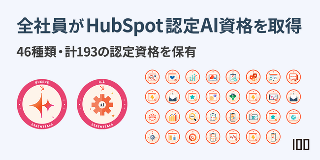 株式会社100、全社員がHubSpot認定AI資格を取得