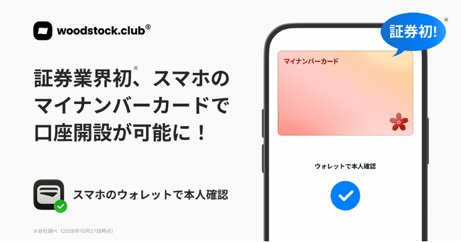 証券業界で日本初！SNS型投資アプリWoodstock、スマホのマイナンバーカードへ対応！