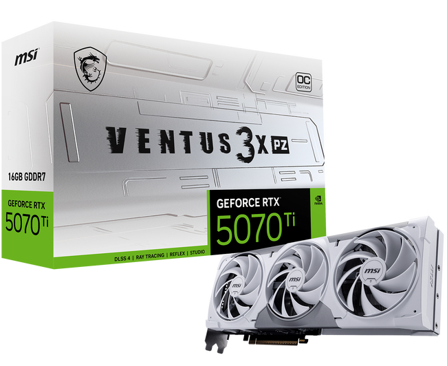 MSI、GeForce RTX(TM) 5070 Tiを搭載したグラフィックスカード「GeForce RTX(TM) 5070 Ti 16G VENTUS 3X PZ OC」発売のお知らせ