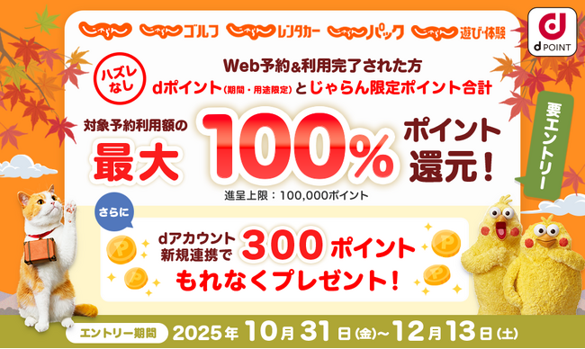 じゃらんnetにおいて「最大全額ポイント還元キャンペーン」を開催