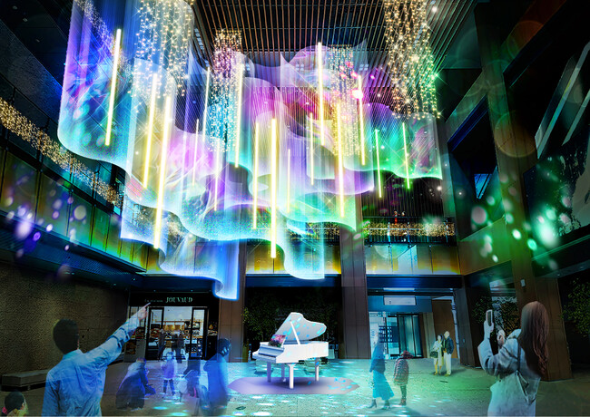 音楽で世界が色づき輝きだす、イマーシブなクリスマス。あなたの演奏を AI システムが可視化する！？体験型オーロラ空間　ＫＩＴＴＥ名古屋が贈る“ Music of Aurolights ”開催