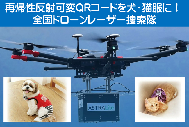 犬・猫服に「再帰性反射可変QRコード」装着して、南海トラフ大地震や迷子時にレーザー捜索可能！