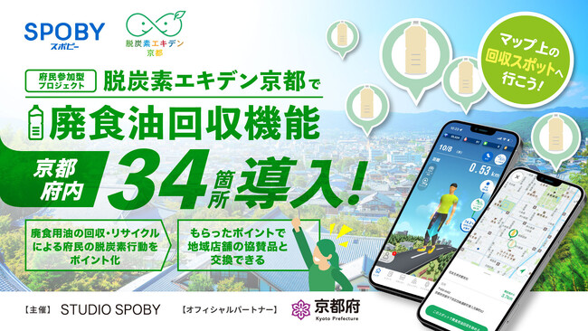 スタジオスポビー×京都府　「脱炭素エキデン京都」で廃食用油の回収・リサイクルによる市民の脱炭素行動をポイント化