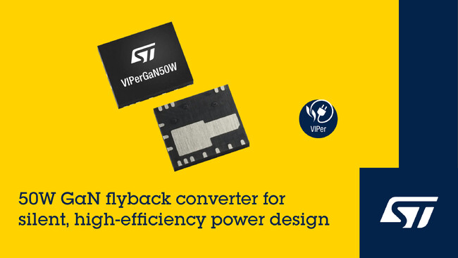 STマイクロエレクトロニクス、設計を簡略化し可聴ノイズも抑えるGaNフライバック・コンバータICを発表
