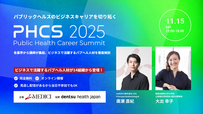 参加登録300名突破、完全無料イベント「Public Health Career Summit 2025」開催のお知らせ―パブリックヘルスの知を、社会の力に。