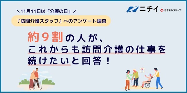 【11月11日「介護の日」アンケート】ニチイで働く訪問介護スタッフ8,388人が回答　仕事の魅力1位は「利用者様と1対1で向き合える」4割超　「これからも訪問介護の仕事を続けたい」約9割