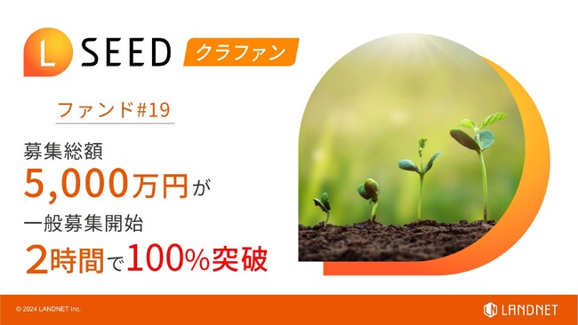 「不動産クラウドファンディング LSEED#19」募集総額 5,000万 一般募集開始わずか２時間で100%達成！