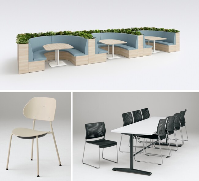 食堂空間に適したブース・チェア・テーブルのラインアップ追加