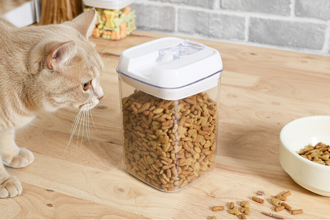 バイヤーとユーザーの声から誕生 - ペットフードの鮮度を守る「ワンタッチ＆真空式」新キャニスター、2タイプ登場
