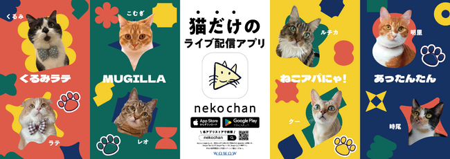「猫だけのライブ配信アプリ「nekochan」イベントランキング上位の猫ライバーが渋谷駅ポスターに登場！