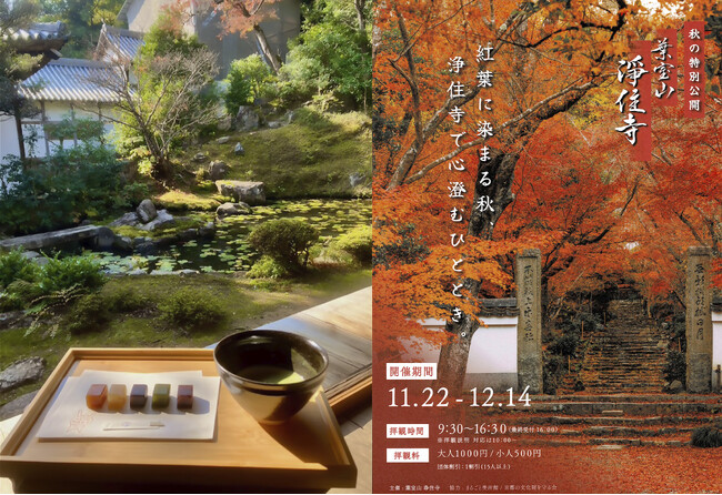 【土日限定】京都「浄住寺」秋の特別公開にて、京菓匠「鶴屋吉信」の和菓子をご提供いたします。