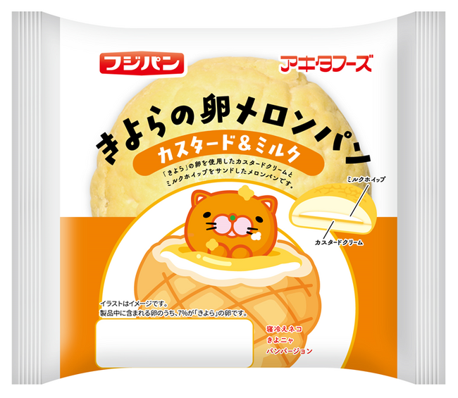いっしょうのおねがいです。グルメな卵きよらで作った『きよらの卵メロンパン』と『スナックサンド』のおふとんおためしください。（きよニャ）アキタフーズ×フジパン　中部エリア限定コラボ
