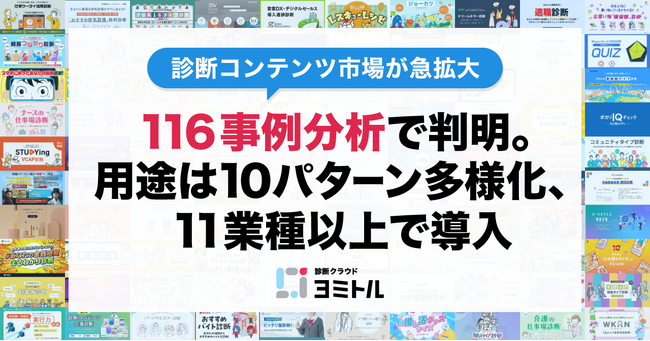 【診断コンテンツ市場が急拡大】116事例分析で判明。用途は10パターン多様化、11業種以上で導入