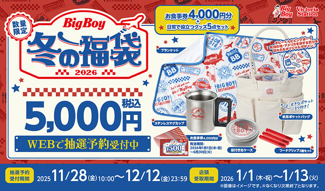 【ビッグボーイ】ビッグボーイの冬の福袋が今年も販売決定！アメリカへの旅をイメージしたオリジナル限定グッズが登場！