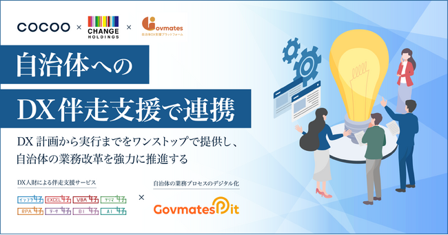 コクー、チェンジホールディングス、ガバメイツが自治体向けDX支援サービスで連携