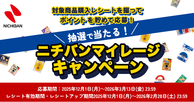 対象商品購入レシートを撮ってポイントを貯めて応募！　スペシャルイベントや商品詰め合わせが当たる「ニチバンマイレージキャンペーン」