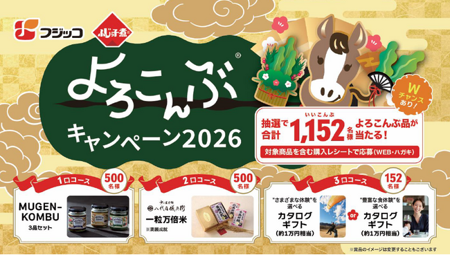 総計1,152名様によろこんぶ品が当たる「ふじっ子煮(R)」シリーズ 『よろこんぶ(R)キャンペーン2026』2025年12月1日（月）～2026年2月27日（金）で実施！