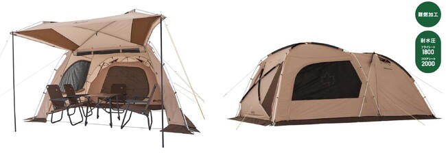 寝室に大型窓で爽やか度UP！4人が快適にすごせる2ルームテント「Tradcanvas PANEL オーニングドゥーブル L-BF」新発売！
