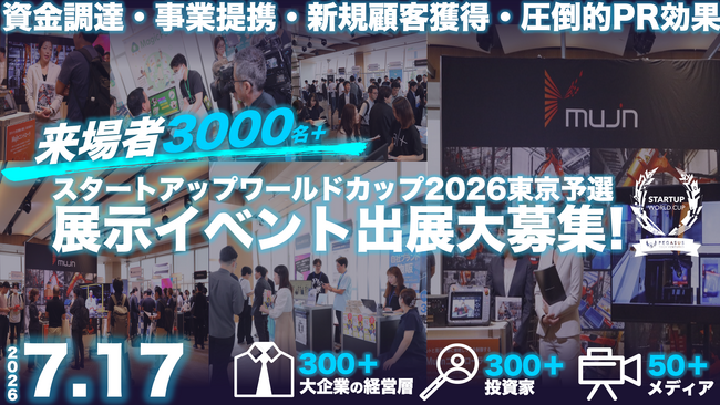 【スタートアップワールドカップ2026東京予選】 2026年も展示イベント開催決定！出展企業募集開始！