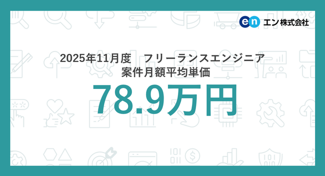 2025年11月度 フリーランスエンジニア月額平均単価は78.9万円。職種別では「コンサルタント」の平均単価が3ヵ月連続上昇
