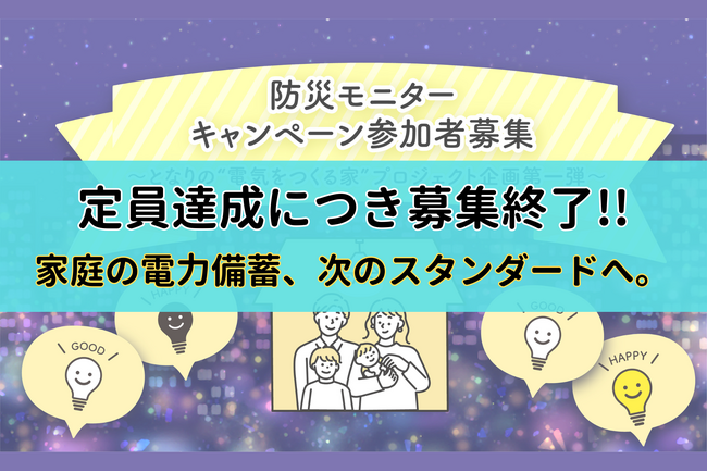 太陽光・蓄電池市場の成長を背景に、電力防災モニターキャンペーン募集終了