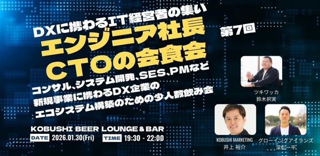 【1月30日(金)開催】エンジニア社長＆CTO新年会2026｜深層技術と組織づくりを語る渋谷エンジニア経営者交流会！！