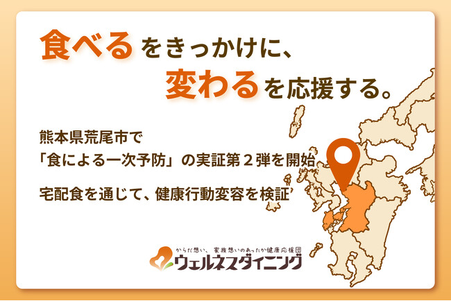 【ウェルネスダイニング】熊本県荒尾市で“食による一次予防”を実証　宅配食を通じた健康行動変容の第2弾を開始