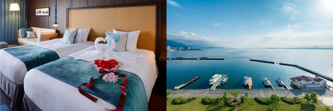 プロポーズや大切な記念日におすすめのアニバーサリーステイ　びわ湖に臨む客室で過ごす特別なひとときに　カップルの幸せを祝福するタオルアートがついた宿泊プランを販売