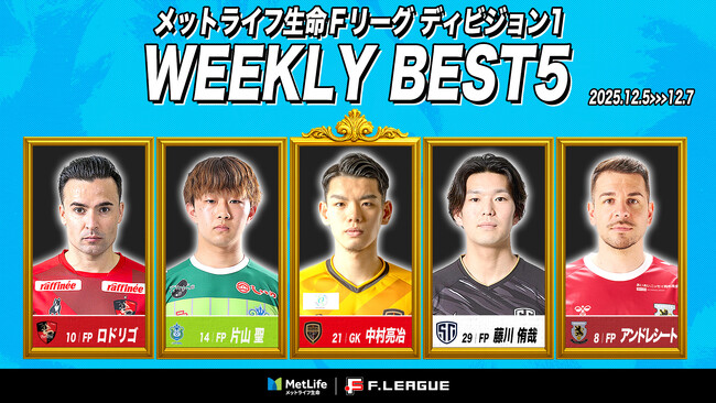 中村亮冶（ボルクバレット北九州）がMVPに！第20節｜2025年12月5日～7日 週間ベスト5【メットライフ生命Ｆリーグ2025-26 ディビジョン1】