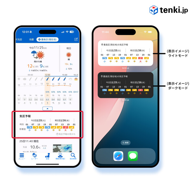 天気予報専門メディア「tenki.jp」アプリ サブスクリプションプラン「tenki.jp ライト」にて『気圧予報』の新しい表示機能を追加